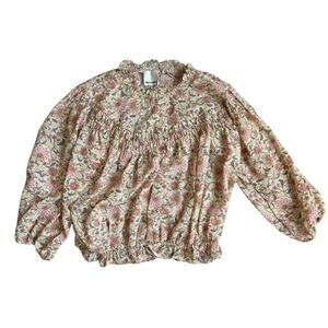 Industry 3/4 Sleeve Floral Blouse Beige, Pink, Green Small